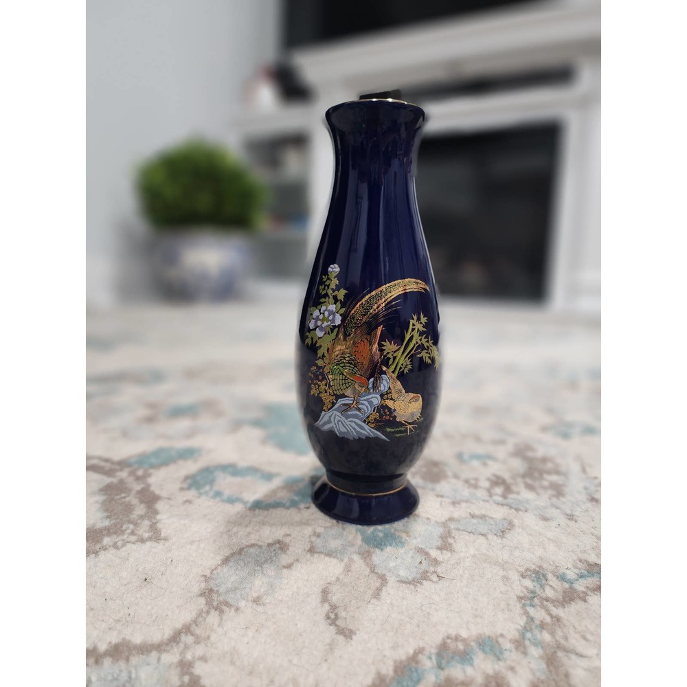 Cobalt Blue Pheasant Vase